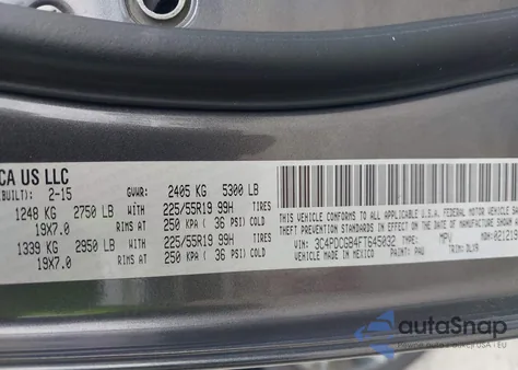 2015 Dodge Journey Crossroad from USA, damaged, VIN 3C4PDCGB4FT645032